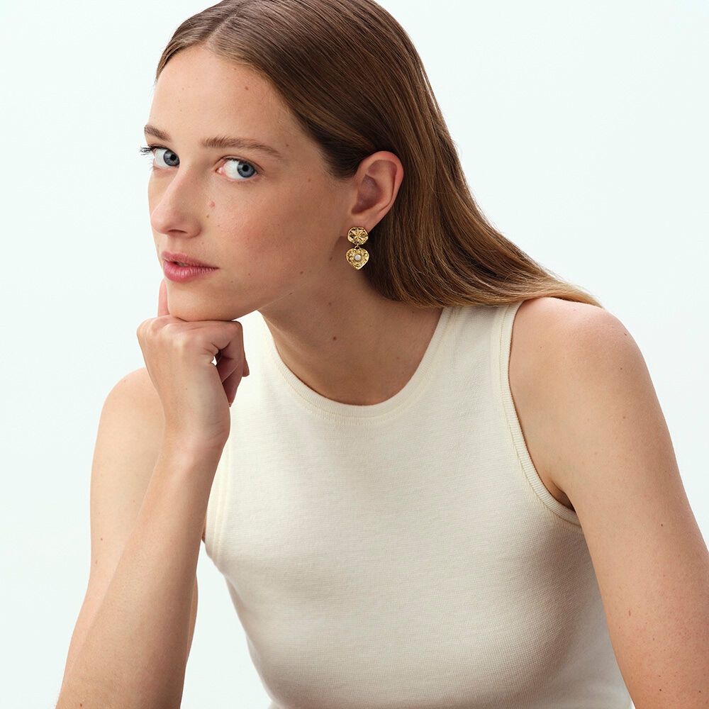 Boucles d'oreilles pendantes PONT DES ARTS - Doré / Blanc - Boucles d'oreilles pendantes  | Agatha