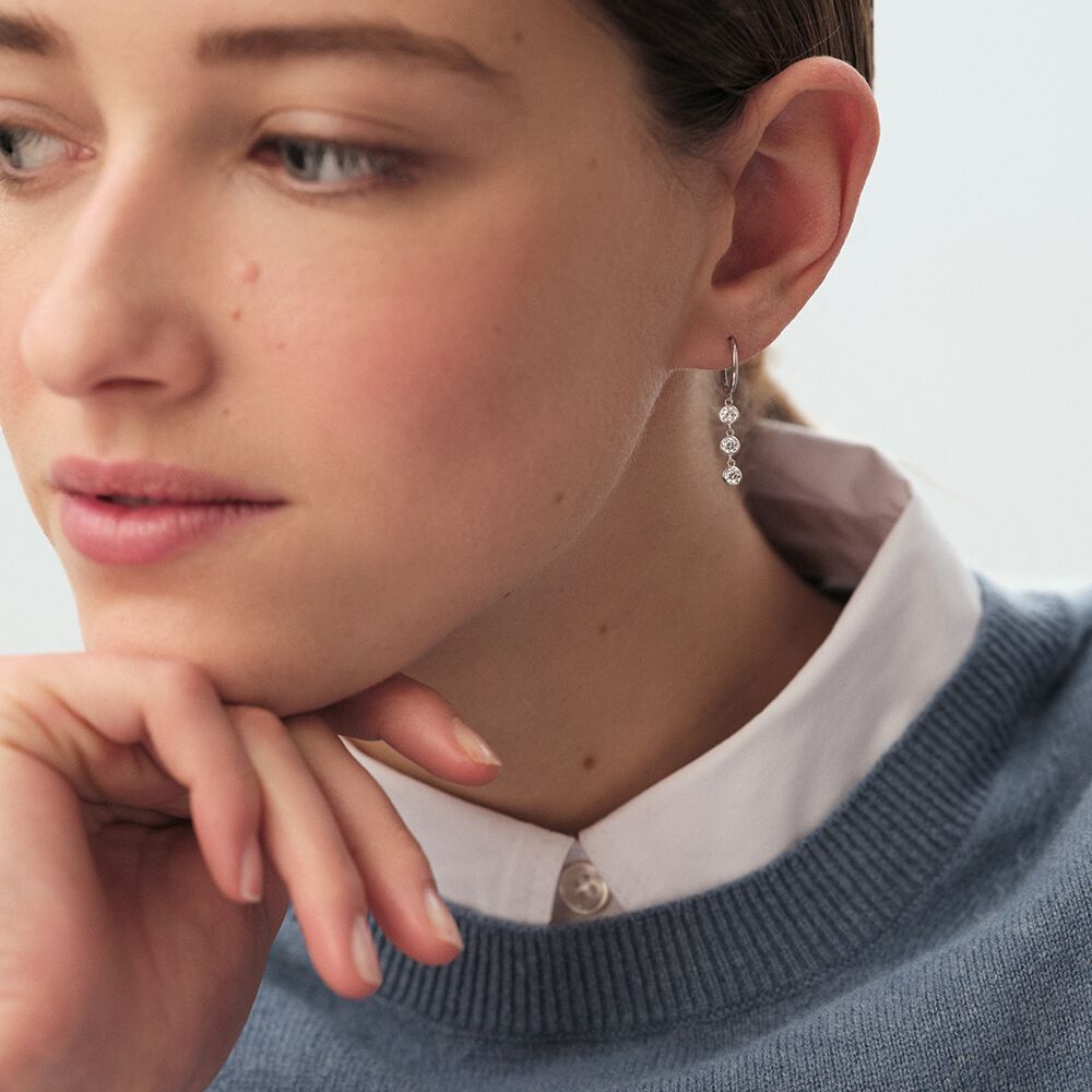 Cr&eacute;oles BRILLANT - Cristal / Argent&eacute; - Boucles d'oreilles fantaisies  | Agatha