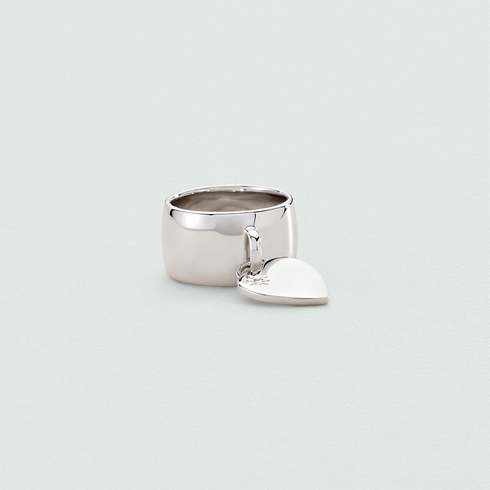 Bague large HEARTY - Cristal / Argent&eacute; - Bagues larges  | Agatha