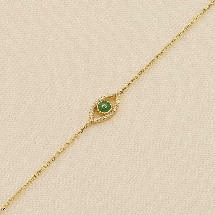 Bracelet souple LUCKY EYE - Vert / Doré - Bracelets  | Agatha