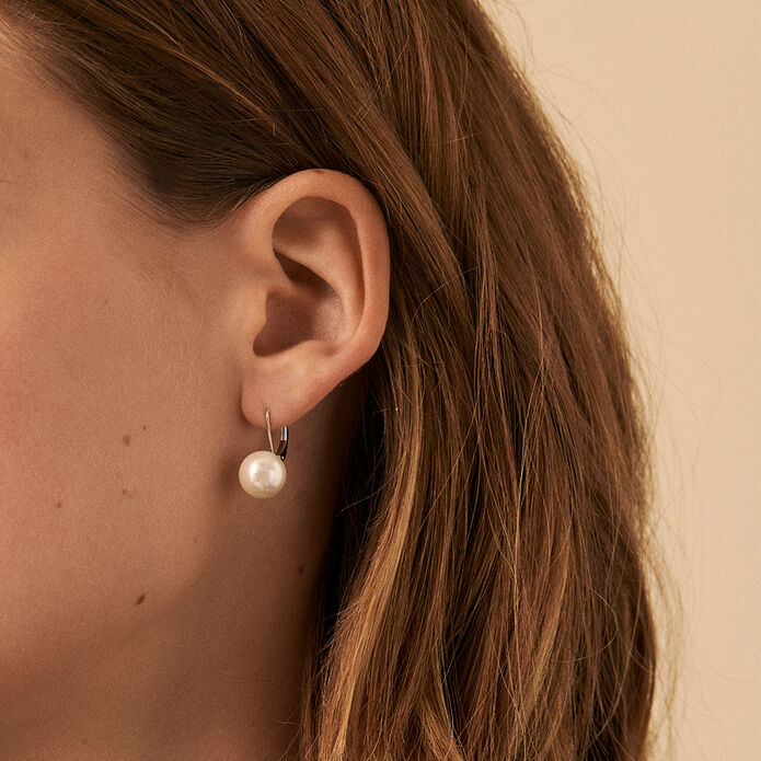 Boucles d'oreilles pendantes PEARLY - Perle / Argenté - Boucles d'oreilles  | Agatha