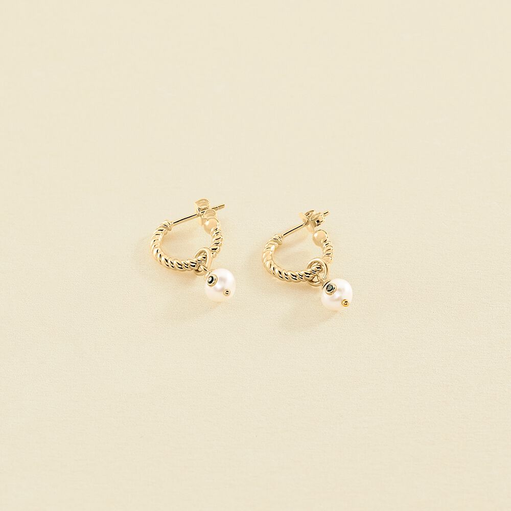 Créoles DIONE - Perle / Vert - Boucles d'oreilles fantaisies  | Agatha