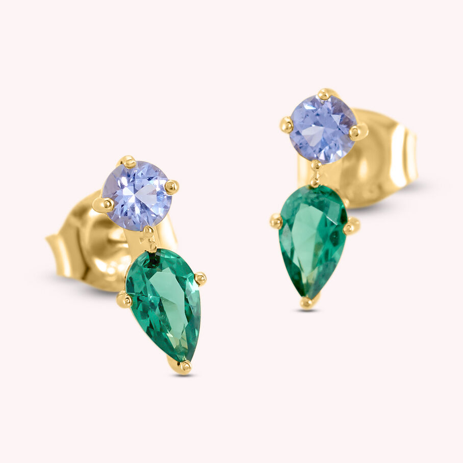 Boucles d'oreilles puces ASTRE - Vert / Doré - Boucles d'oreilles puces  | Agatha