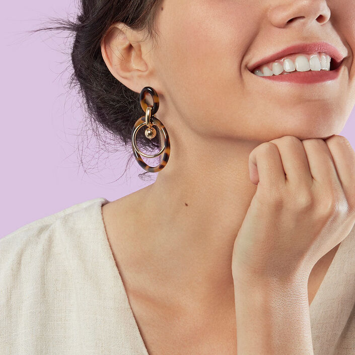 Boucles d'oreilles pendantes BOUCLE - Ecaille / Doré - Boucles d'oreilles  | Agatha