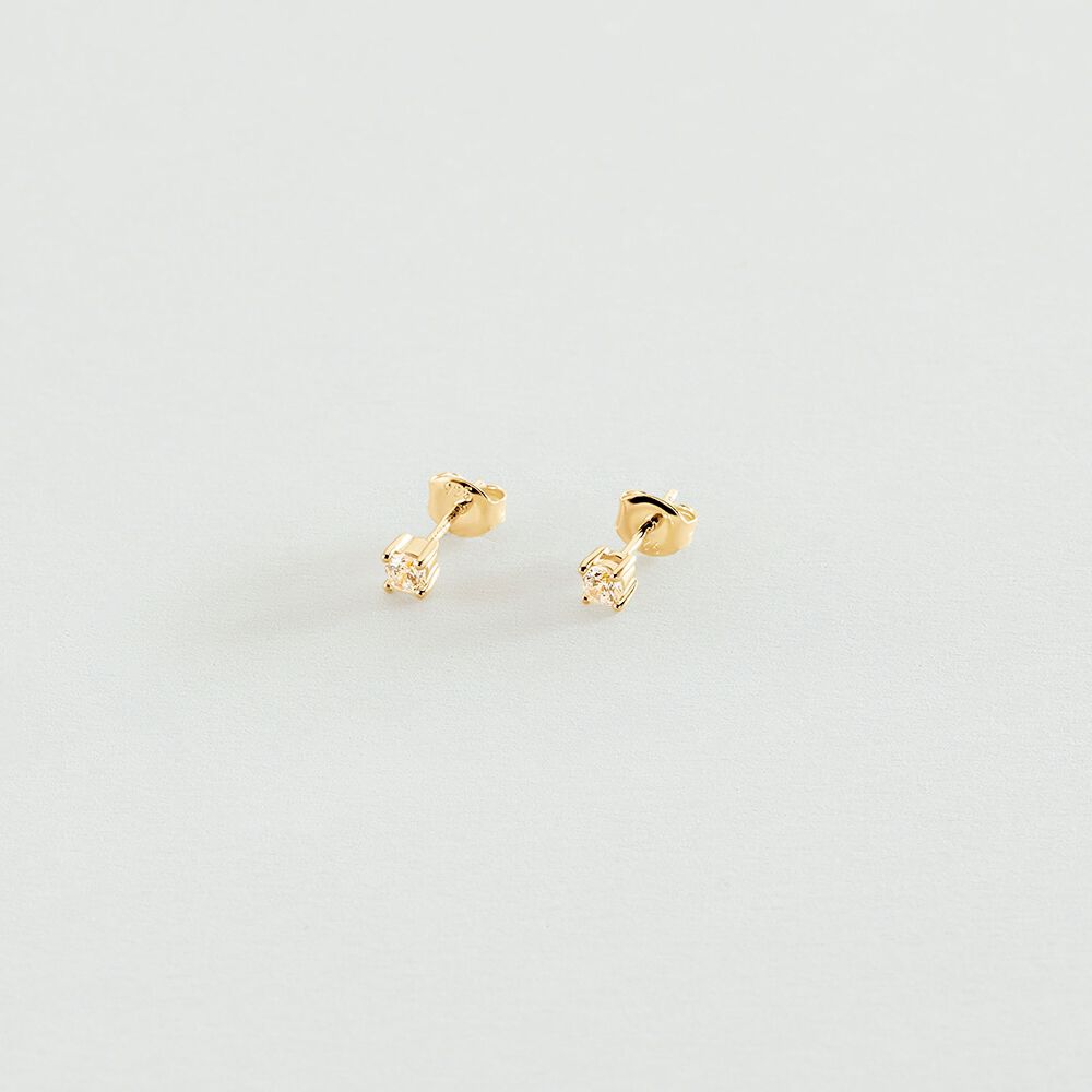 Boucles d'oreilles puces SOL - Cristal / Dor&eacute; - Boucles d'oreilles puces  | Agatha