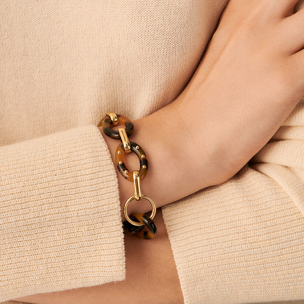 Collier mi-long BOUCLE - Ecaille / Doré - Colliers  | Agatha
