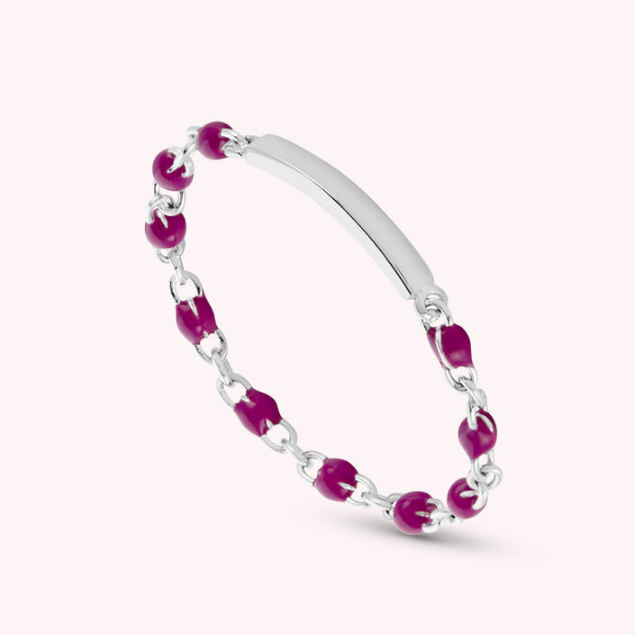 Bague fine CONFETT - Fuchsia / Argenté - Bagues  | Agatha