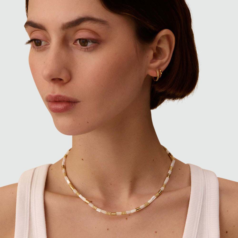 Collier ras du cou PETRA - Nacre / Dor&eacute; - Colliers fantaisie  | Agatha