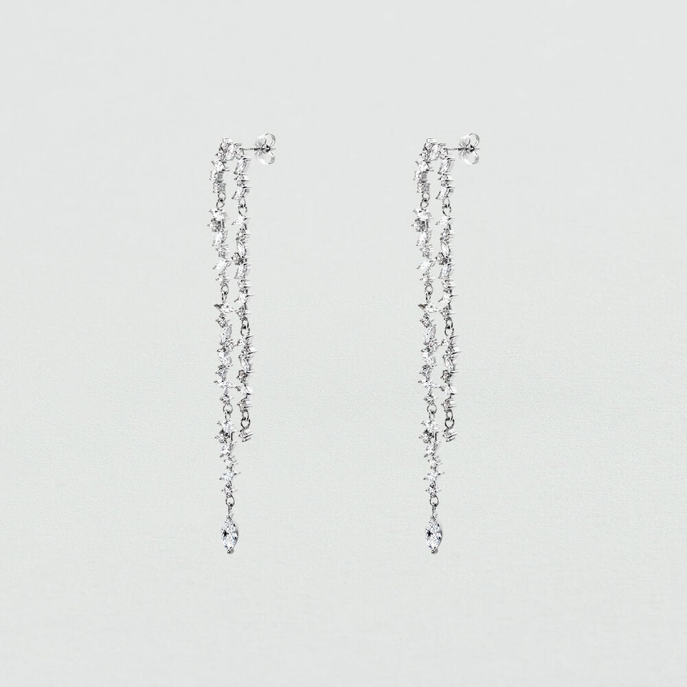 Boucles d'oreilles pendantes PLEIADES - Cristal / Argenté - Outlet  | Agatha