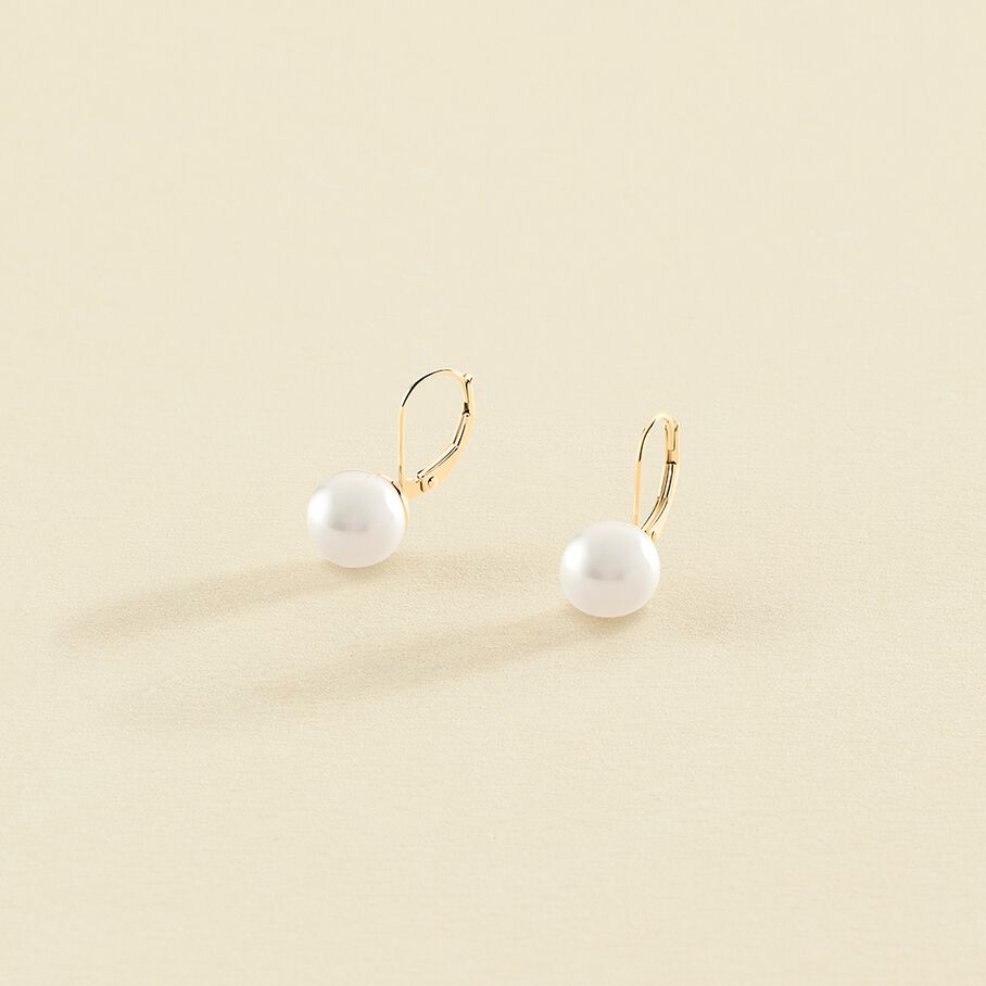 Boucles d'oreilles pendantes PEARLY - Perle / Doré - Boucles d'oreilles  | Agatha