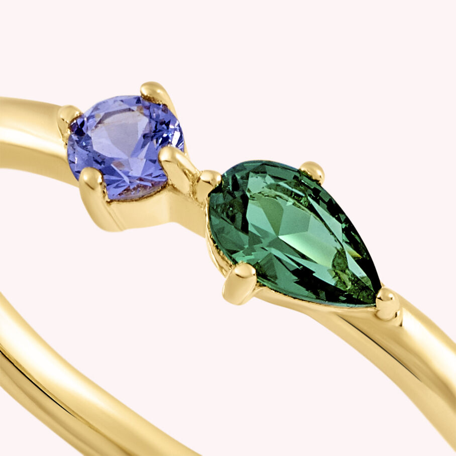 Bague fine ASTRE - Vert / Doré - Bagues  | Agatha