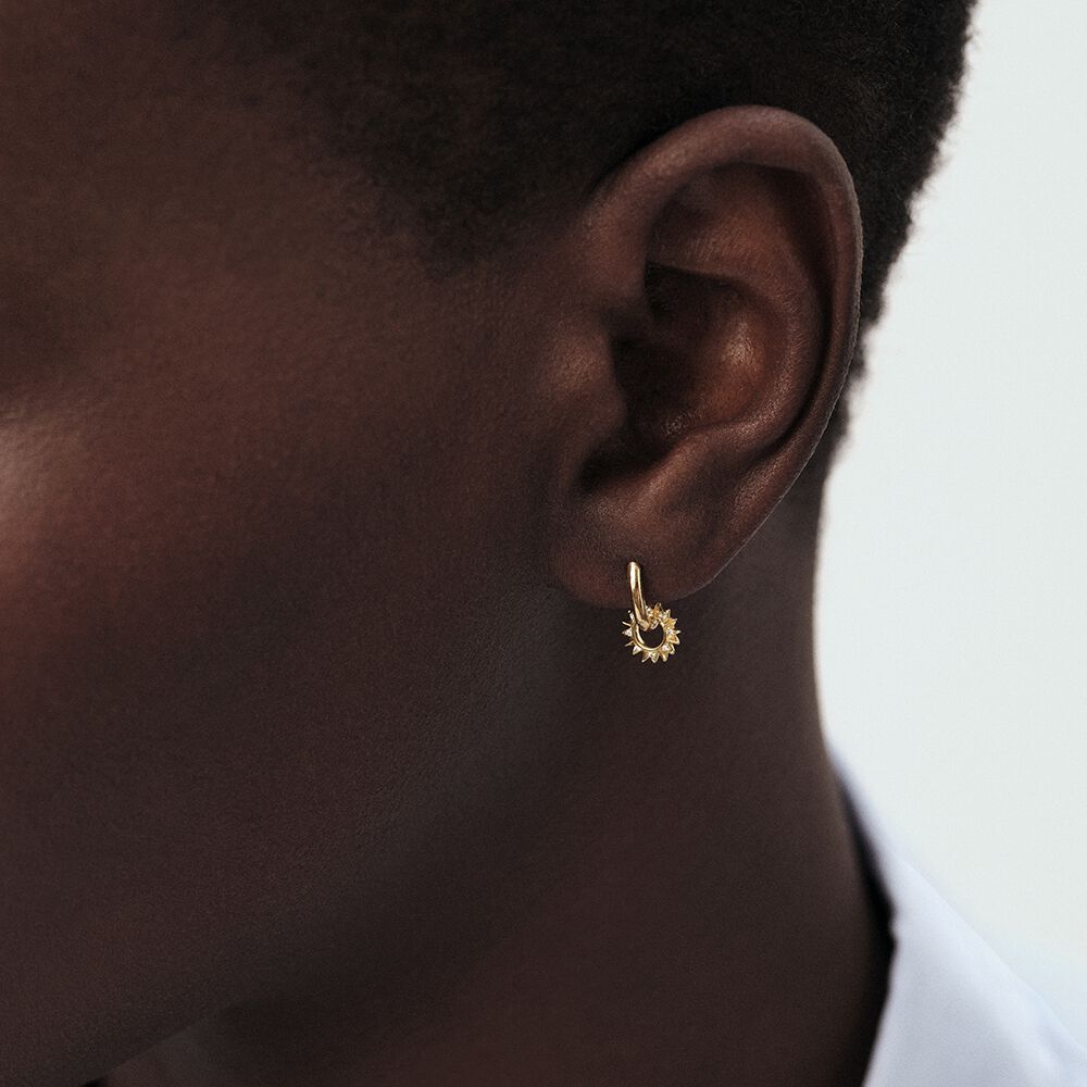 Piercing cr&eacute;ole SUNSHINE - Cristal / Dor&eacute; - Argent v&eacute;ritable  | Agatha