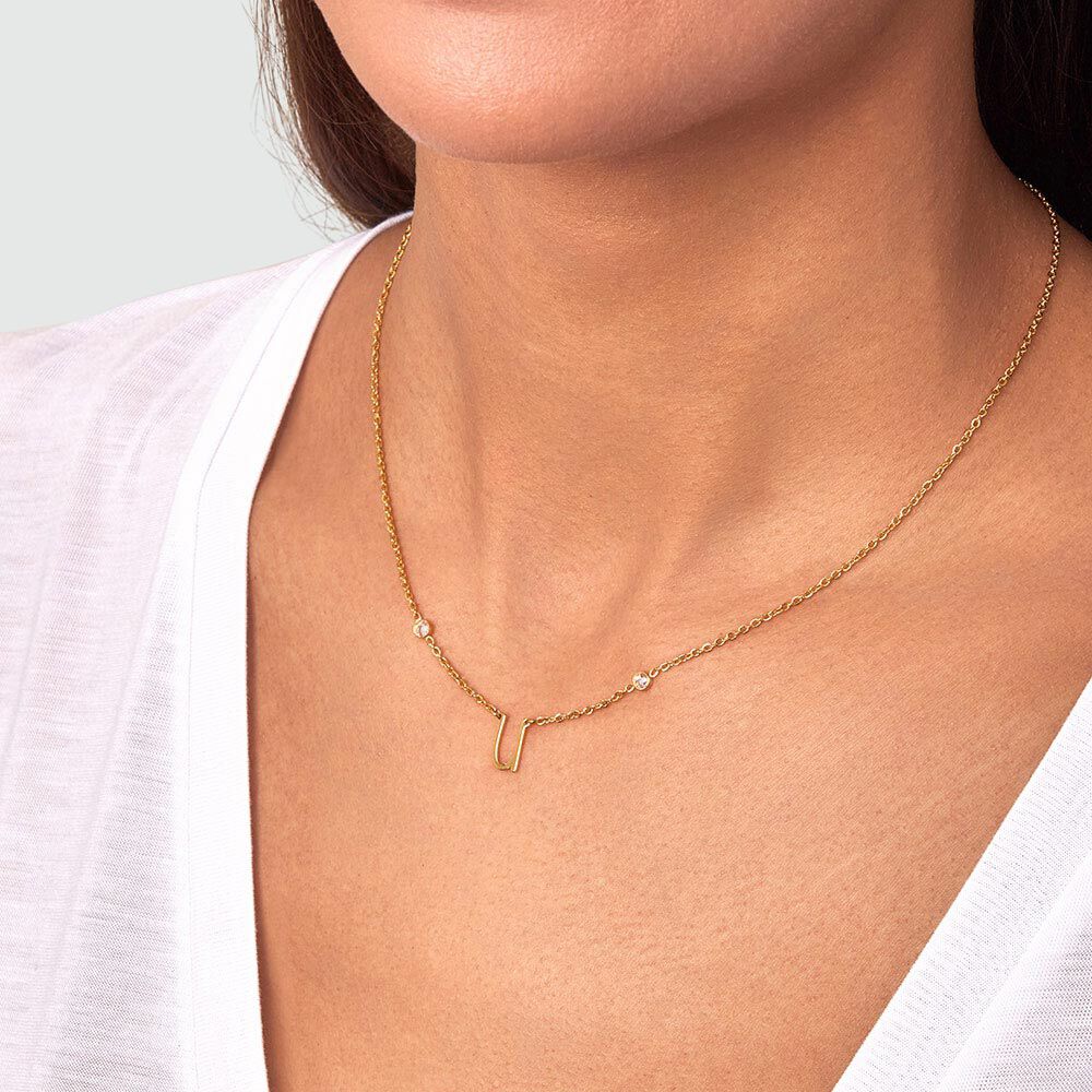 Collier ras du cou LETTRE U - Cristal / Doré - Colliers ras du cou  | Agatha