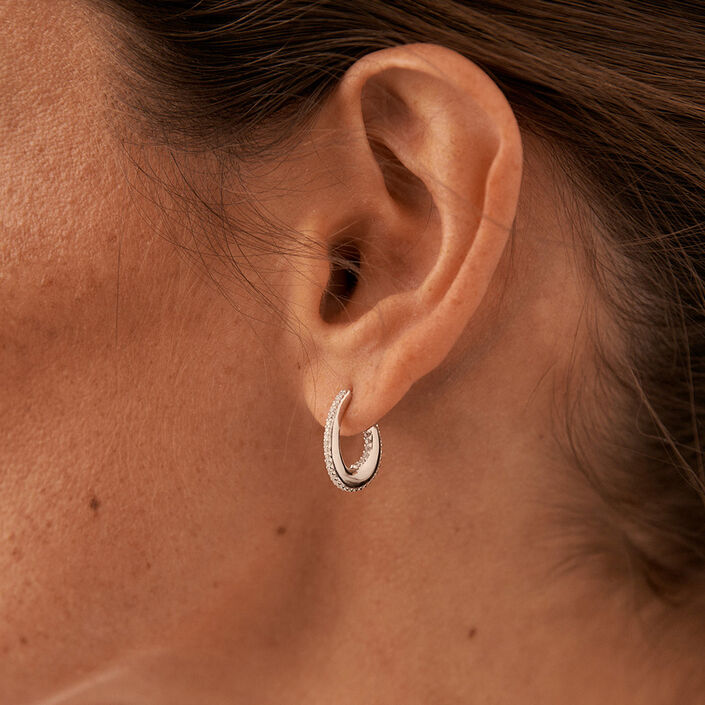 Créoles GEMINI - Cristal / Argenté - Boucles d'oreilles  | Agatha