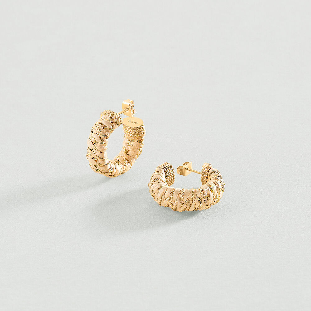 Cr&eacute;oles RAFIA - Beige / Dor&eacute; - Boucles d'oreilles fantaisies  | Agatha