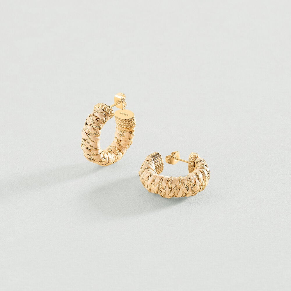 Créoles RAFIA - Beige / Doré - Boucles d'oreilles fantaisies  | Agatha