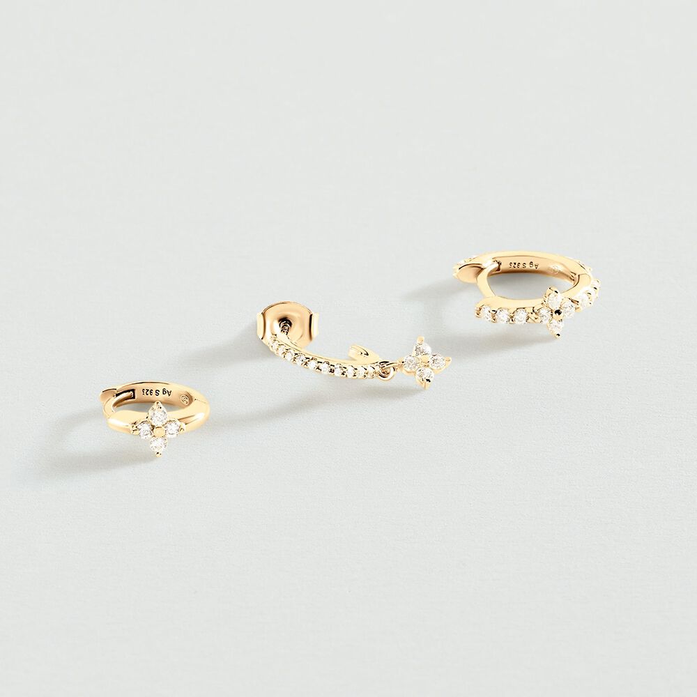 Piercing créole MIX& MATCH - Cristal / Doré