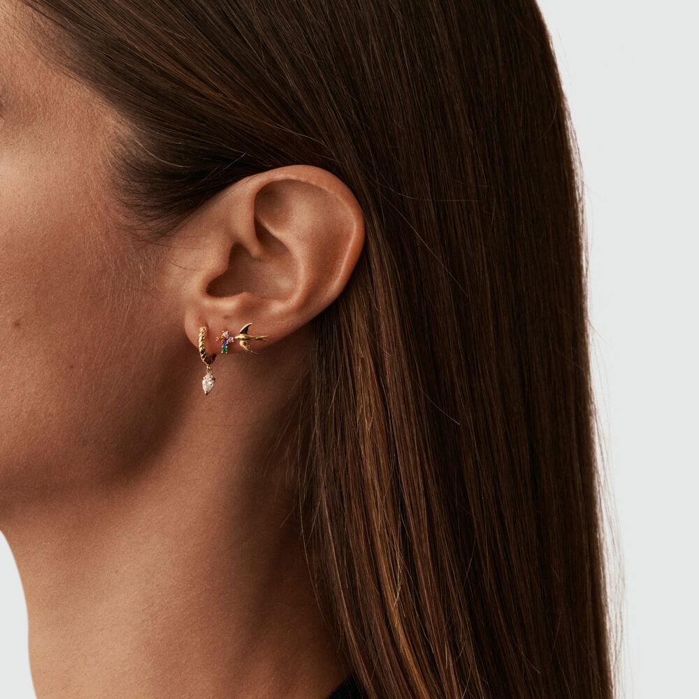 Piercing puce CROSS - Multicolore / Doré - Bijoux sans pierre  | Agatha