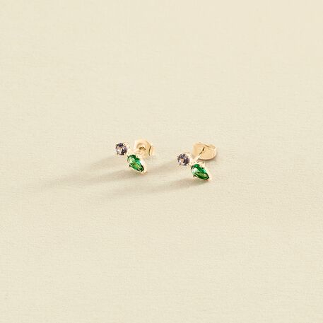 Boucles d'oreilles puces ASTRE - Vert / Doré - Boucles d'oreilles puces  | Agatha
