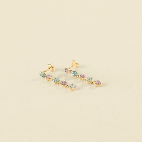 Boucles d'oreilles pendantes SPACEAG - Multicolore / Doré - Boucles d'oreilles  | Agatha