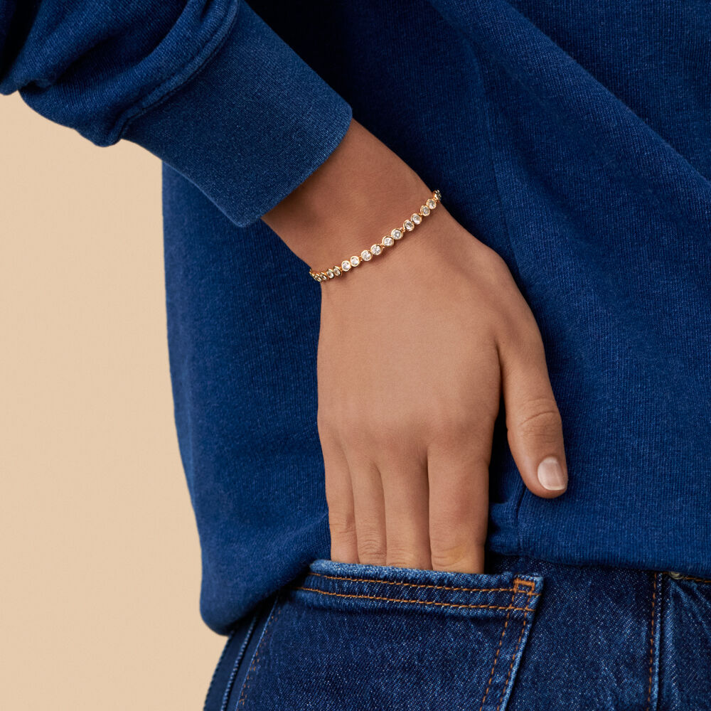 Bracelet souple ADAMAS - Cristal / Doré - Bracelets chaîne  | Agatha Bracelet souple ADAMAS - Cristal / Doré - Bracelets chaîne  | Agatha