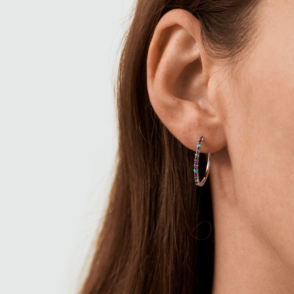 Créoles BELOVED - Multicolore / Argenté - Boucles d'oreilles fantaisies  | Agatha