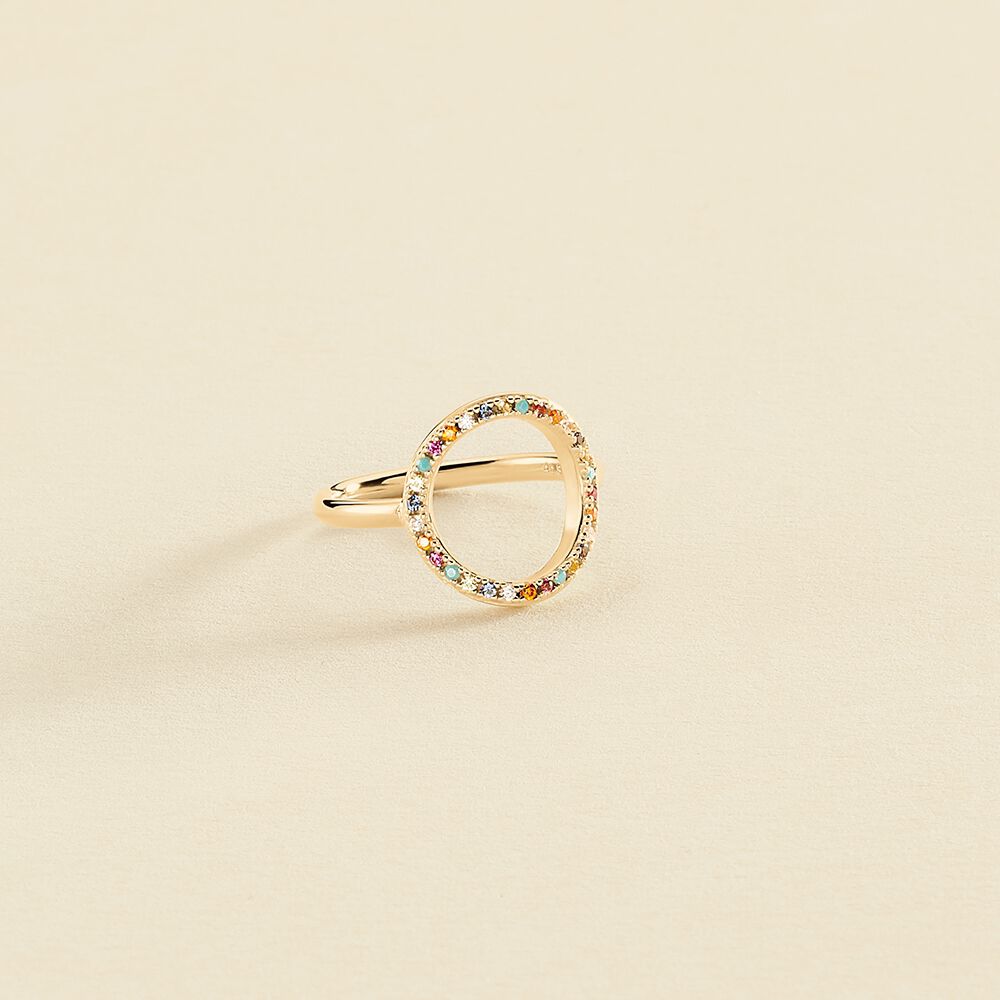 Bague fine RAINBOW Multicolore Dor