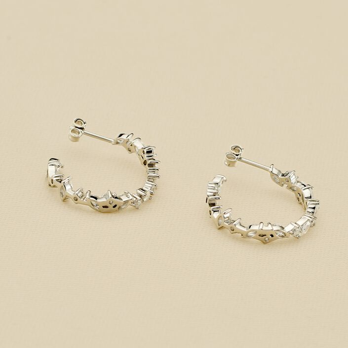 Boucles d'oreilles pendantes PLEIADES - Cristal / Argenté - Boucles d'oreilles  | Agatha
