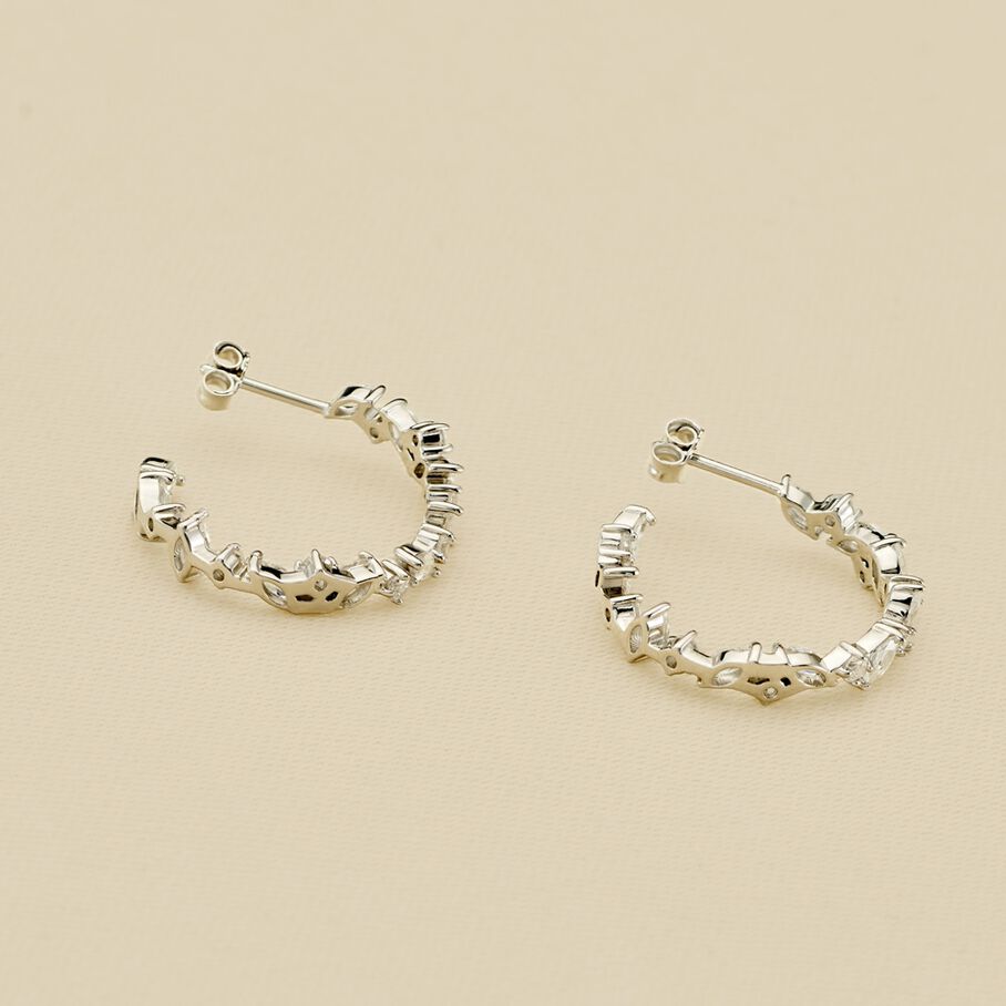 Boucles d'oreilles pendantes PLEIADES - Cristal / Argenté - Boucles d'oreilles  | Agatha
