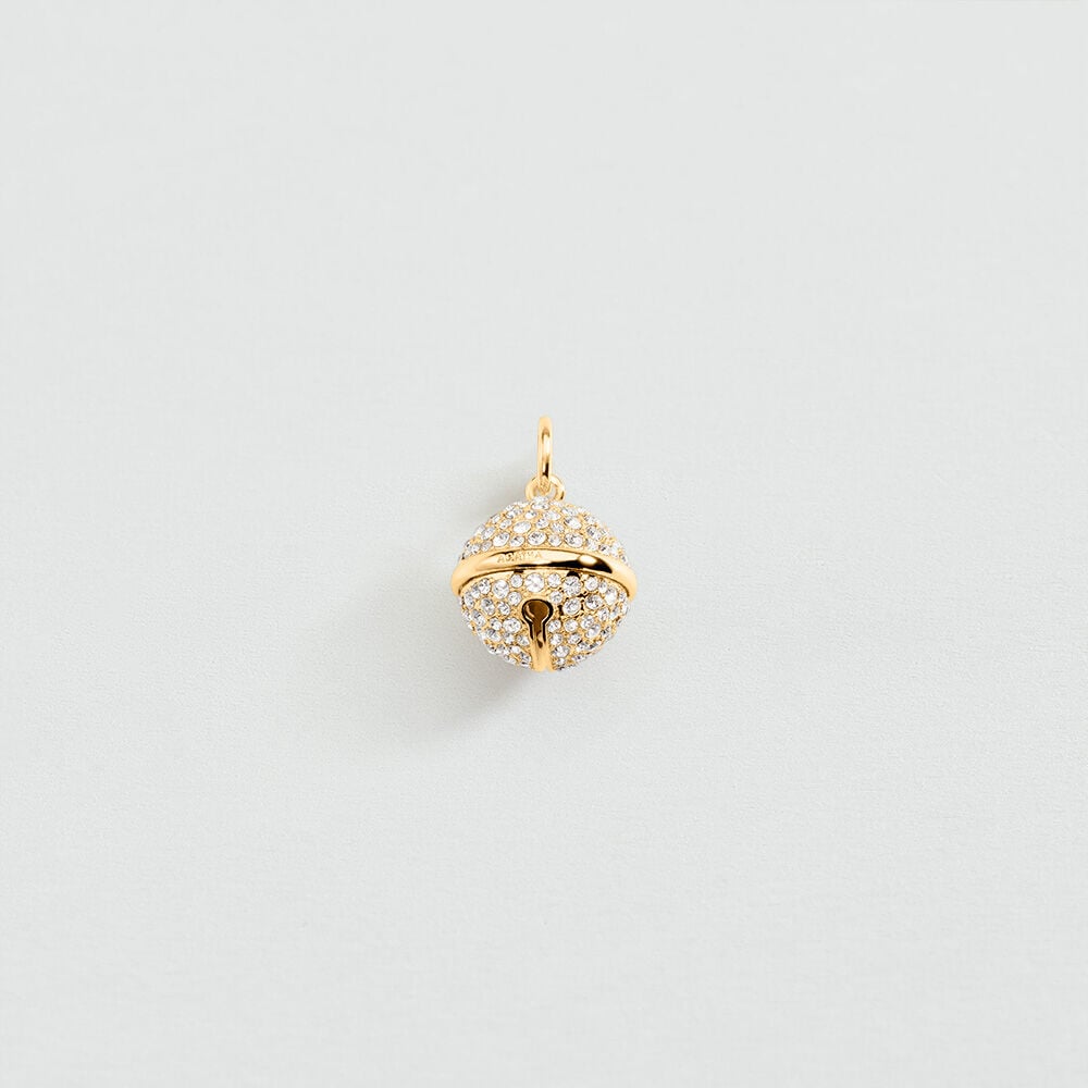 Pendentif GRELOT PAV&Eacute; - Cristal / Dor&eacute;