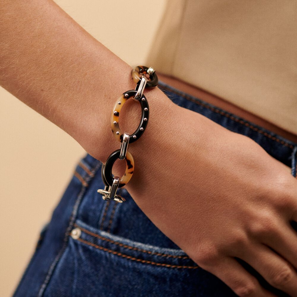 Bracelet souple ARIA - Ecaille / Noir - Bracelets fantaisie  | Agatha