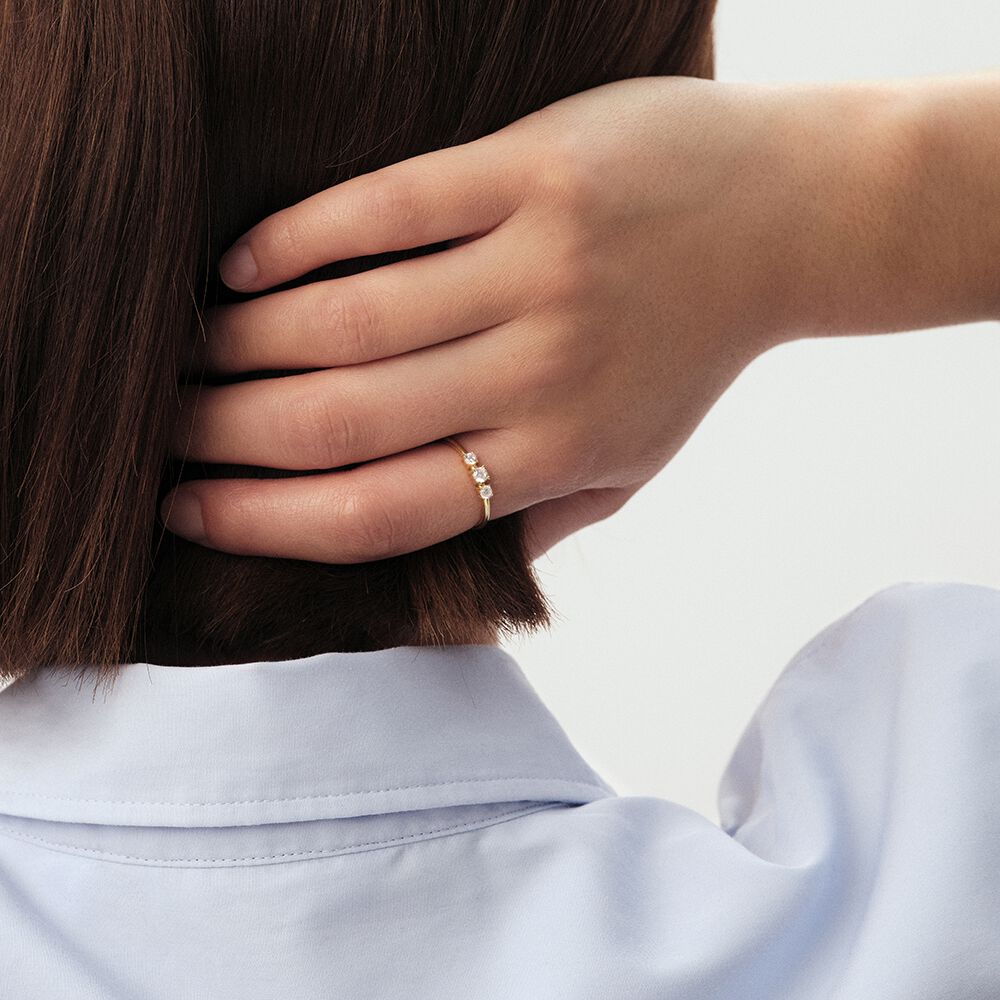 Bague fine SOL - Cristal / Dor&eacute; - Bagues avec pierre  | Agatha