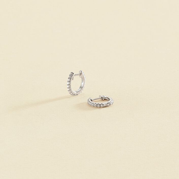 Créoles AUSTRAL - Cristal / Argenté - Boucles d'oreilles  | Agatha