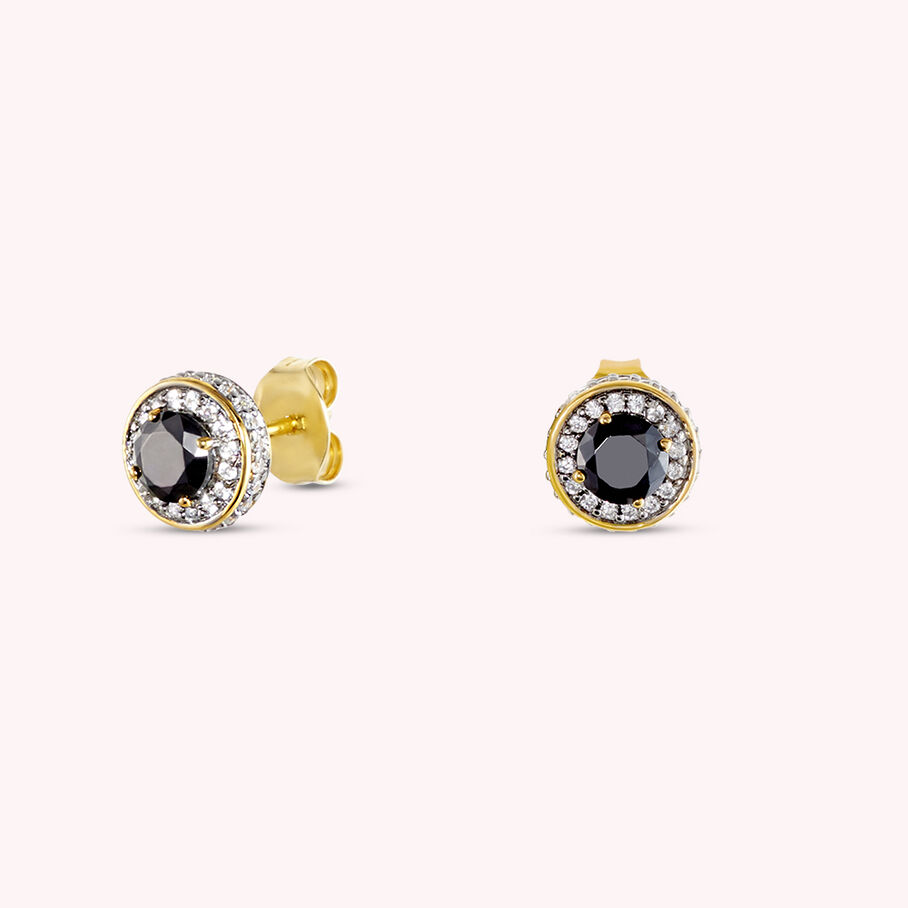 Boucles d'oreilles puces IMPERIAL - Noir / Doré - Boucles d'oreilles puces  | Agatha