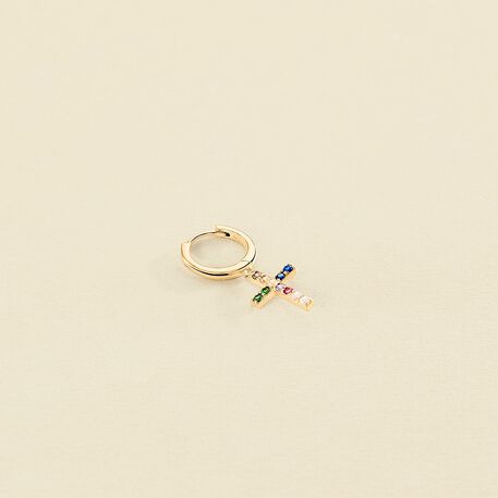 Piercing créole CROSS - Multicolore / Doré - Piercings  | Agatha