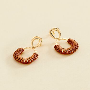 Boucles d'oreilles pendantes TWIGGY - Doré / Camel - Boucles d'oreilles  | Agatha