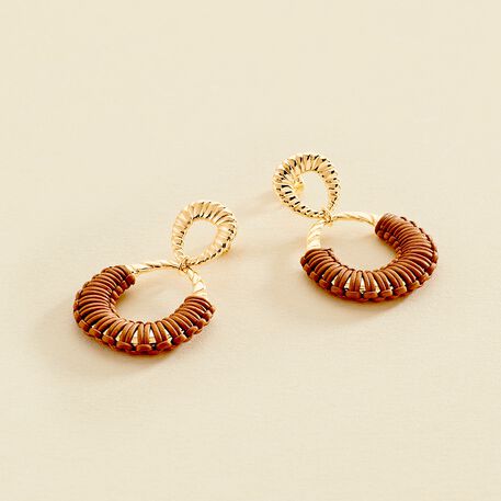 Boucles d'oreilles pendantes TWIGGY - Doré / Camel - Boucles d'oreilles  | Agatha
