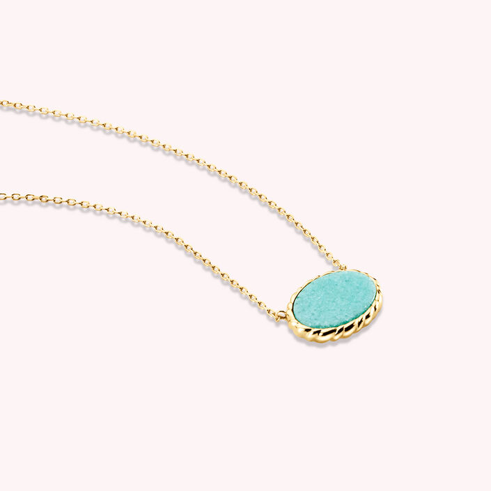 Collier mi-long ATMA - Amazonite/ jaune - Colliers  | Agatha