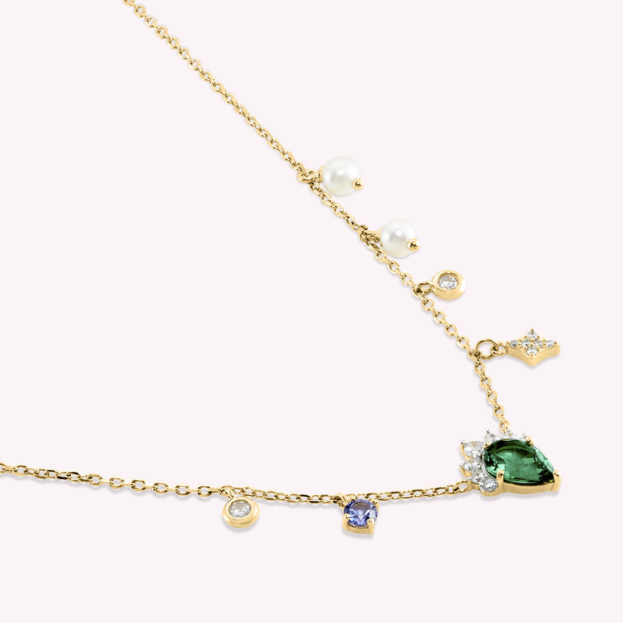 Collier ras du cou ASTRE - Vert / Doré - Colliers  | Agatha