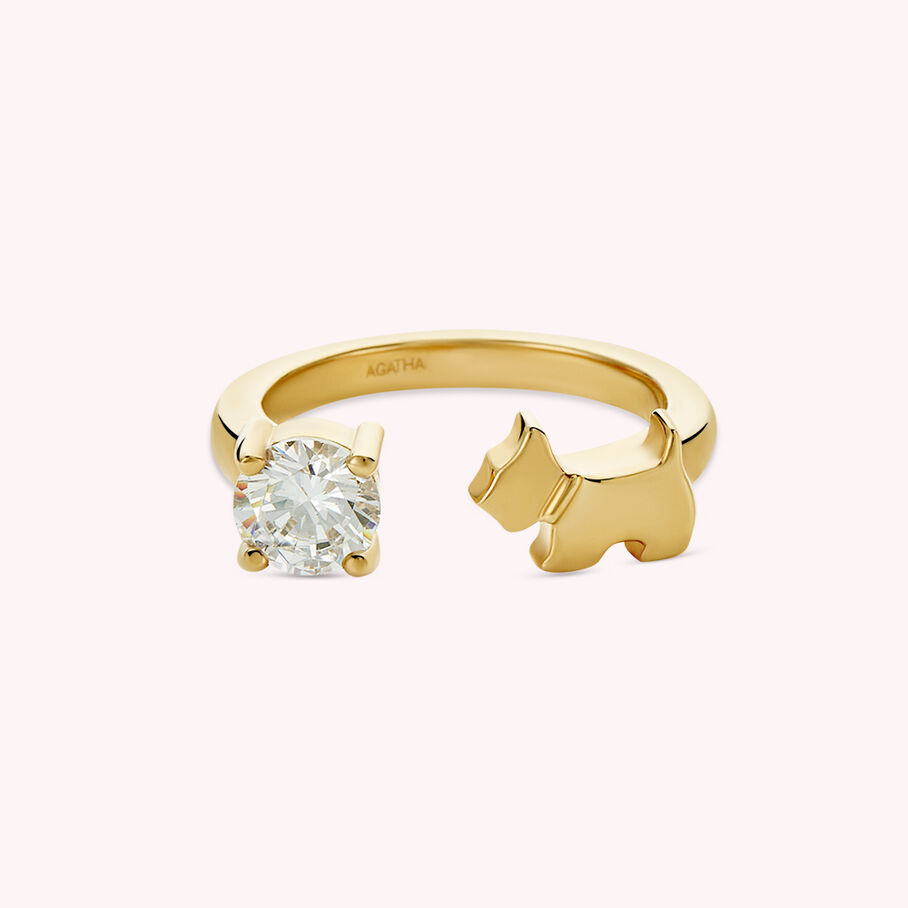 Bague fine BARBARA - Cristal / Doré - Bagues  | Agatha