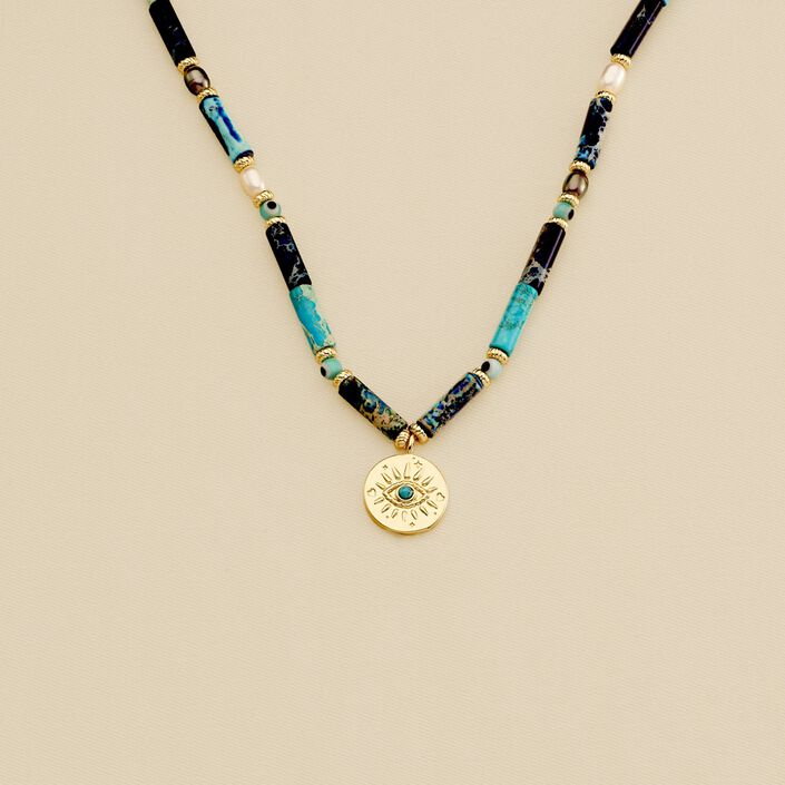 Collier ras du cou CYCLADES - Bleu / Doré - Colliers  | Agatha