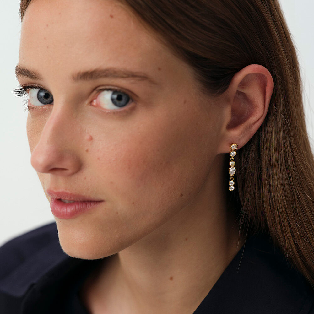Boucles d'oreilles pendantes CANDY - Cristal / Doré - Boucles d'oreilles pendantes  | Agatha