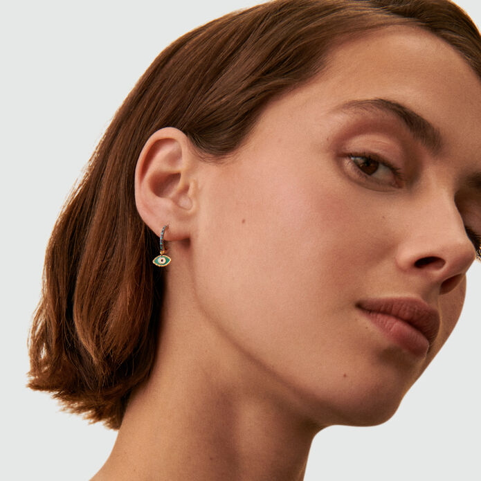 Piercing créole LUCKY EYE - Bleu / Argenté - Piercings  | Agatha