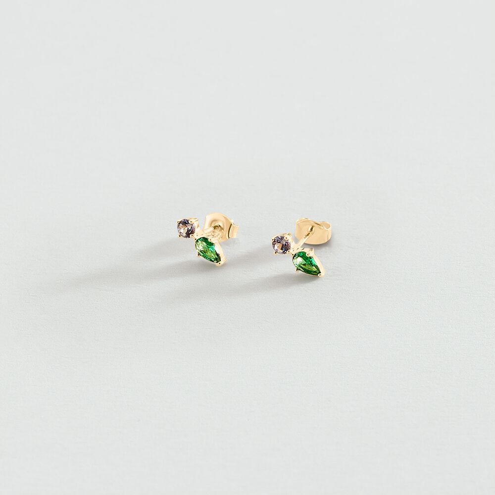 Boucles d'oreilles puces ASTRE - Vert / Doré - Boucles d'oreilles puces  | Agatha