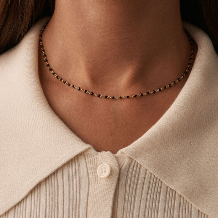 Collier ras du cou SMARTY - Noir / Doré - Colliers  | Agatha