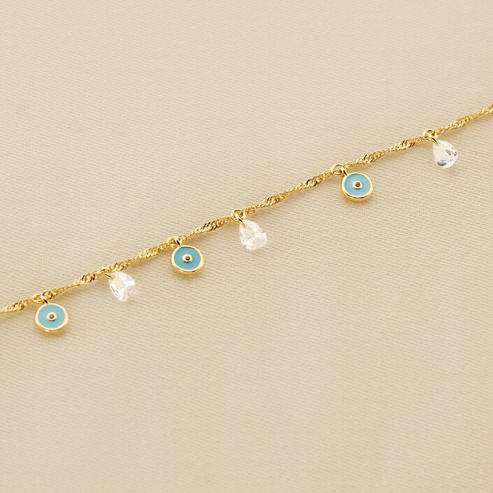 Bracelet souple CYCLADES - Turquoise / Doré - Bracelets  | Agatha