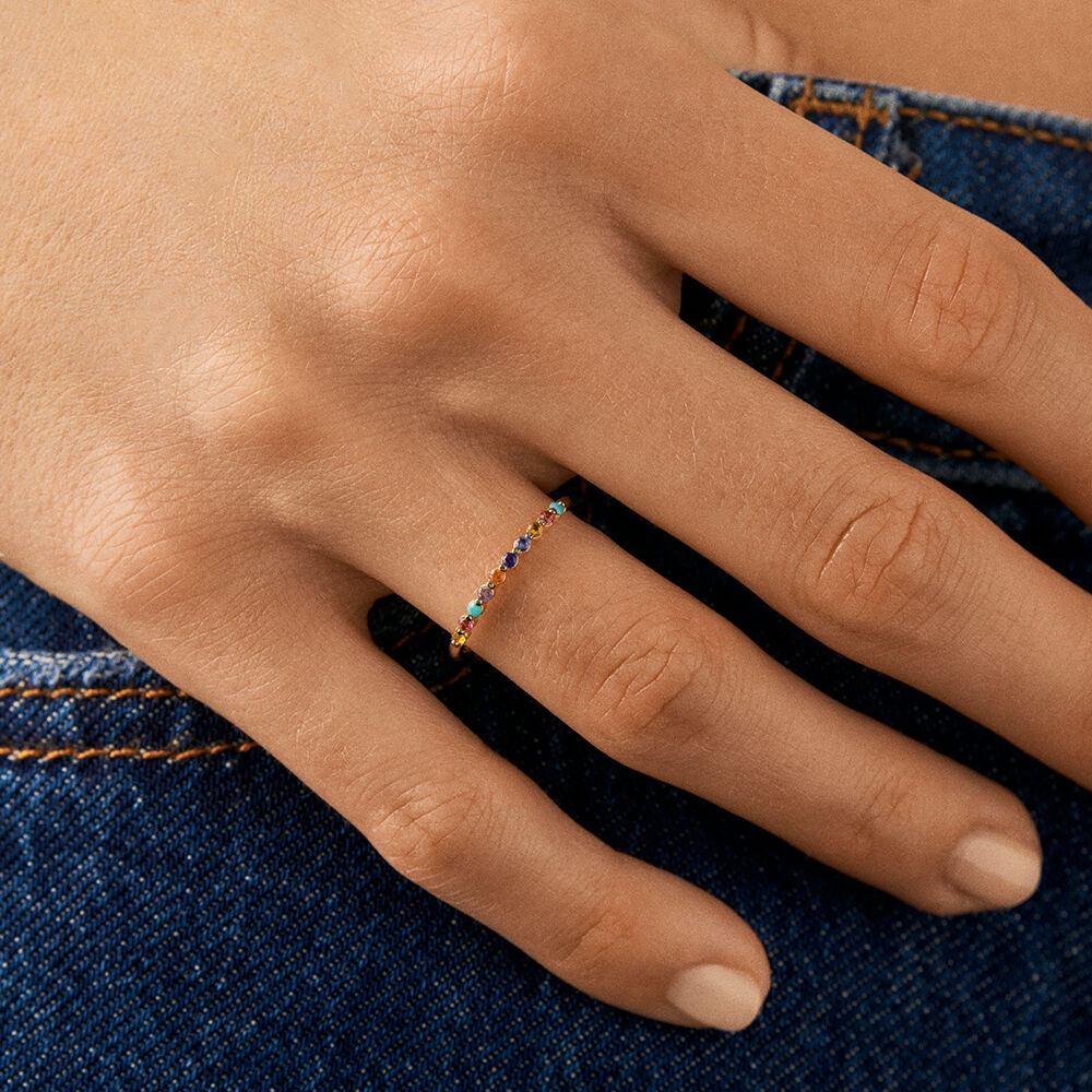 Bague fine BELOVED - Multicolore / Doré - Bagues avec pierre  | Agatha