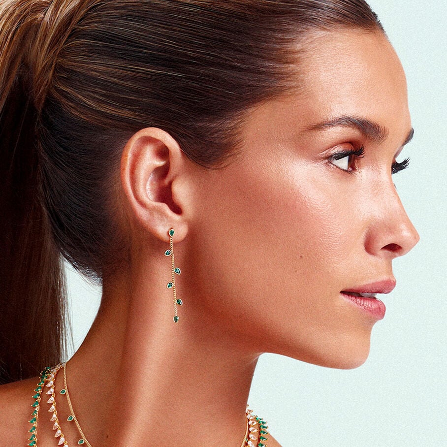 Boucles d'oreilles pendantes NEITH - Vert / Doré - Boucles d'oreilles  | Agatha