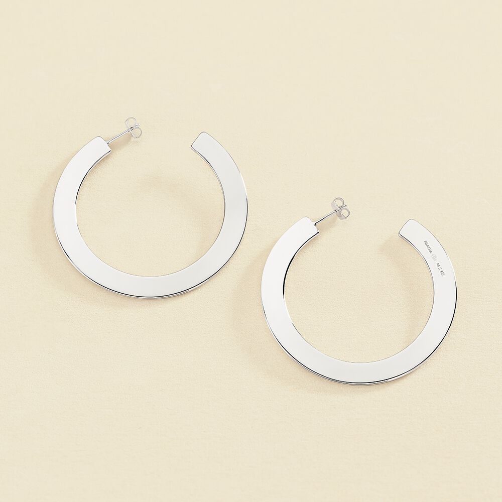 Créoles LINES - Argenté - Boucles d'oreilles  | Agatha