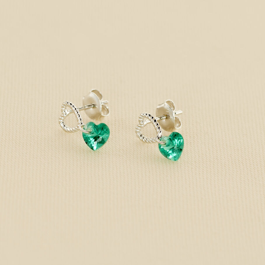 Boucles d'oreilles puces BEGUIN - Vert / Argenté - Boucles d'oreilles puces  | Agatha